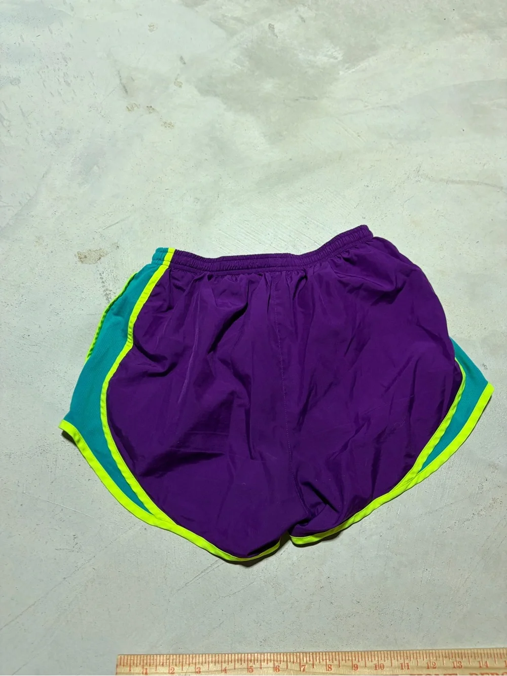 Nike Women's Purple Running Shorts with Neon Trim small